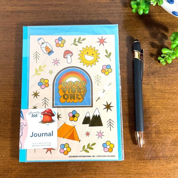 Journal Notebook with Lined Pages 5x7 Mushrooms Camping Outdoors Diary Stickers - Picture 1 of 2